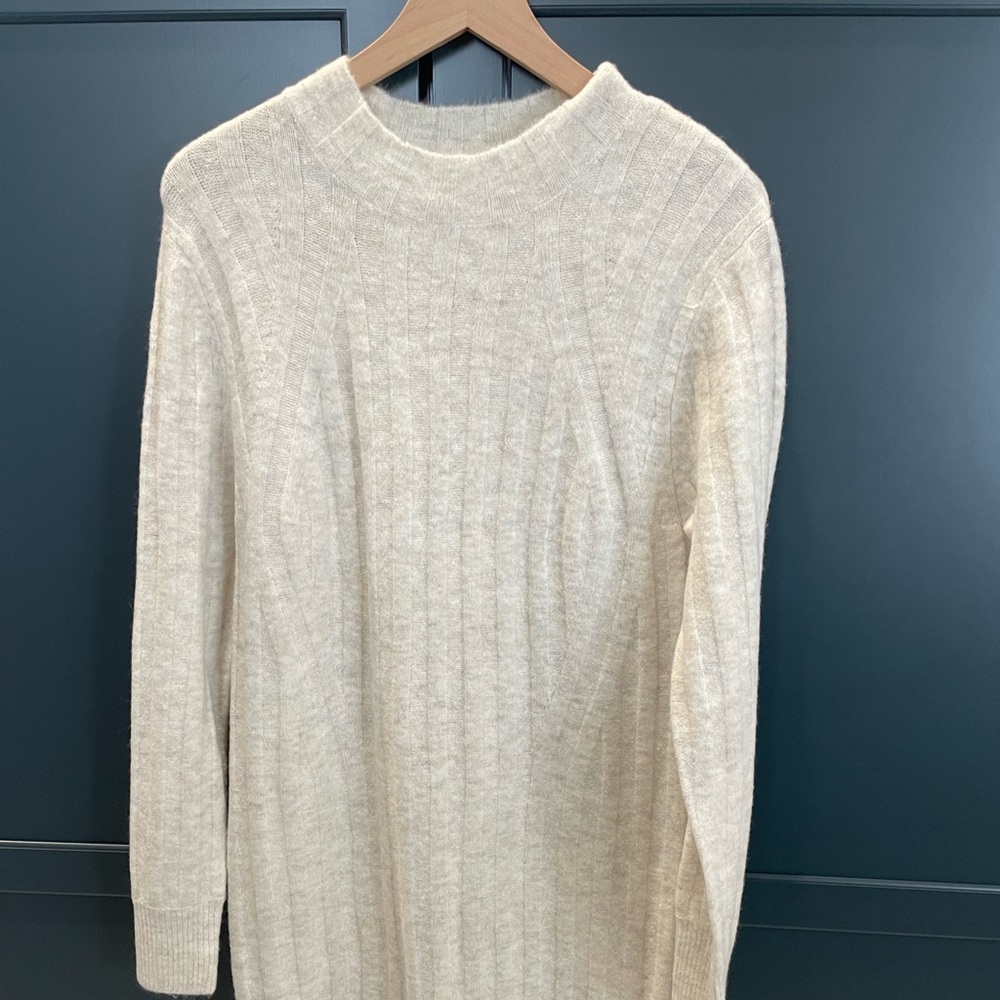 Long cream sweater dress